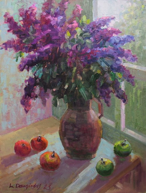 Lilac flowers in the vase by Liudvikas Daugirdas
