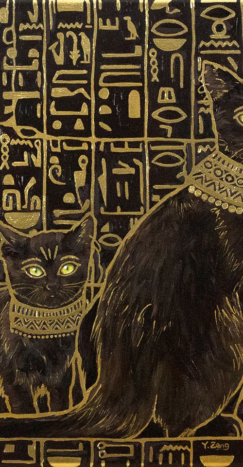 Egyptian black cats Apprentice by Yue Zeng