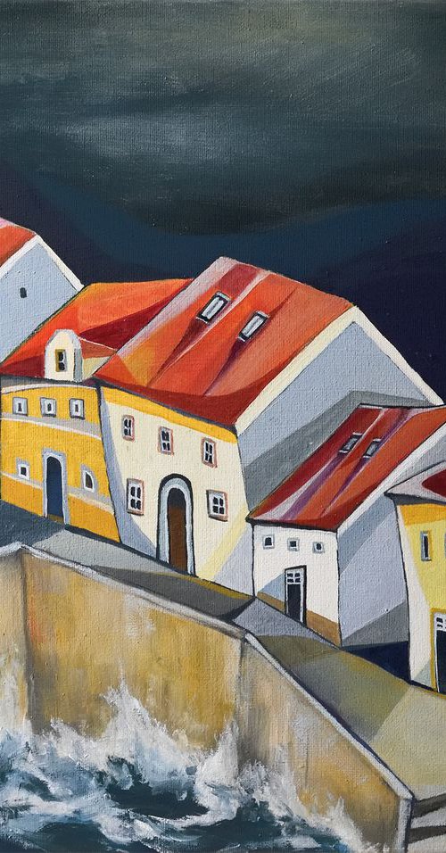 Stormy night in the bay by Aniko Hencz