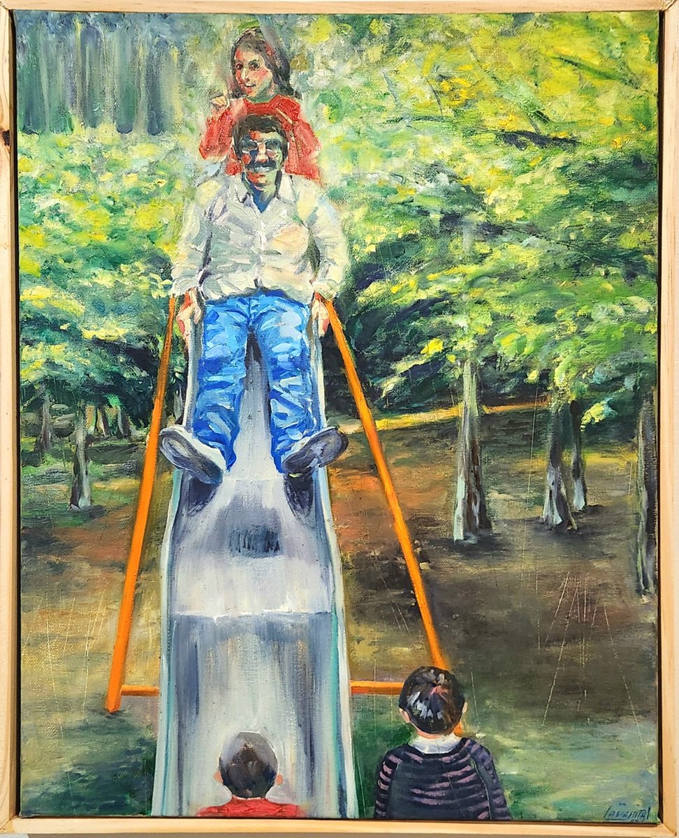 Expressive Portrait Oil Painting By Anahita Amouzegar, 17 X 20, Slide Of Memories, Original Artwork