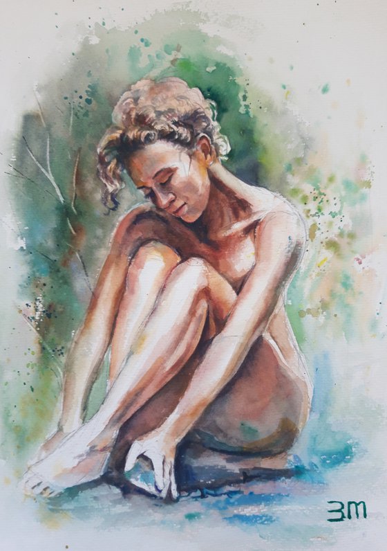 Nude in the forest, Woman's figure, Sensual woman, The spirit of the forest