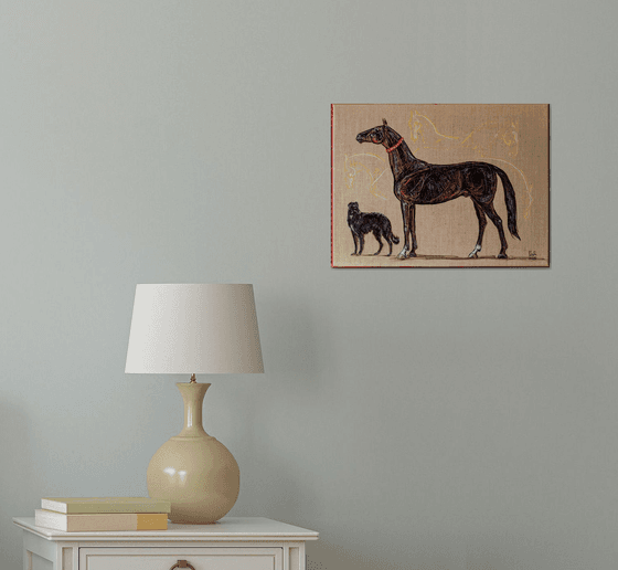 Akhal-Teke with borzoi