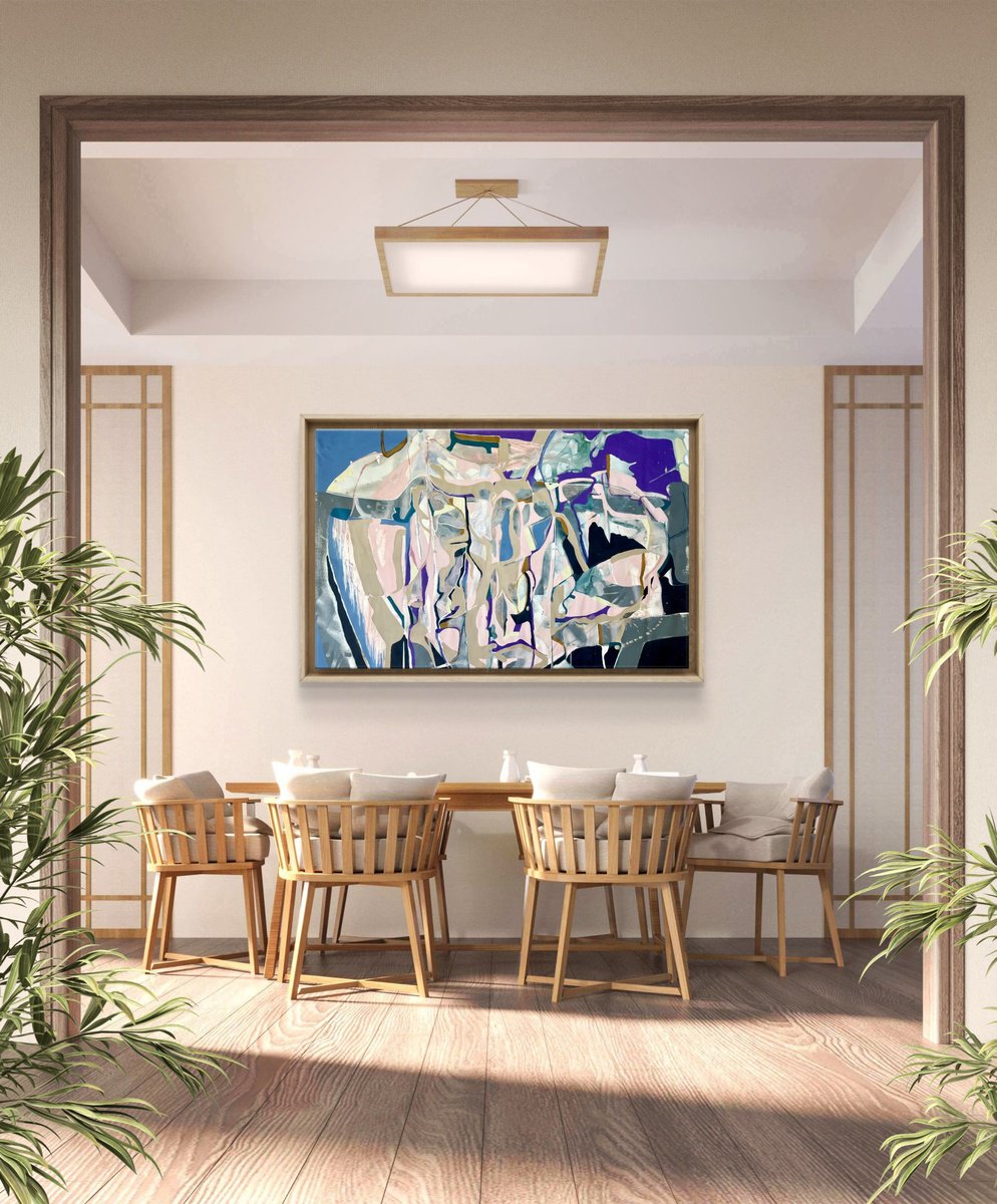 Abstract Acrylic Painting By Yulia Lazorenko, 58 X 37", Hidden Love#1, Original Artwork