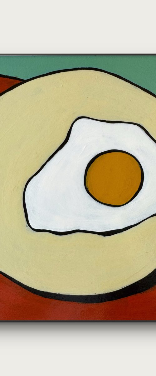 Fried Egg - Small Original Acrylic Painting by Daria Baklykova