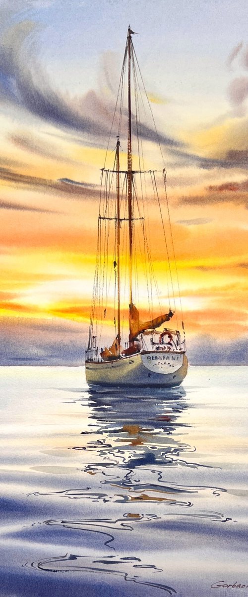 Golden hour on a yacht #2 by Eugenia Gorbacheva