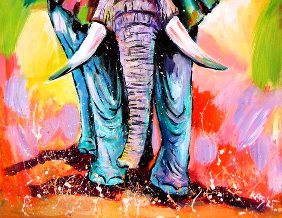 Walking majestic elephant
