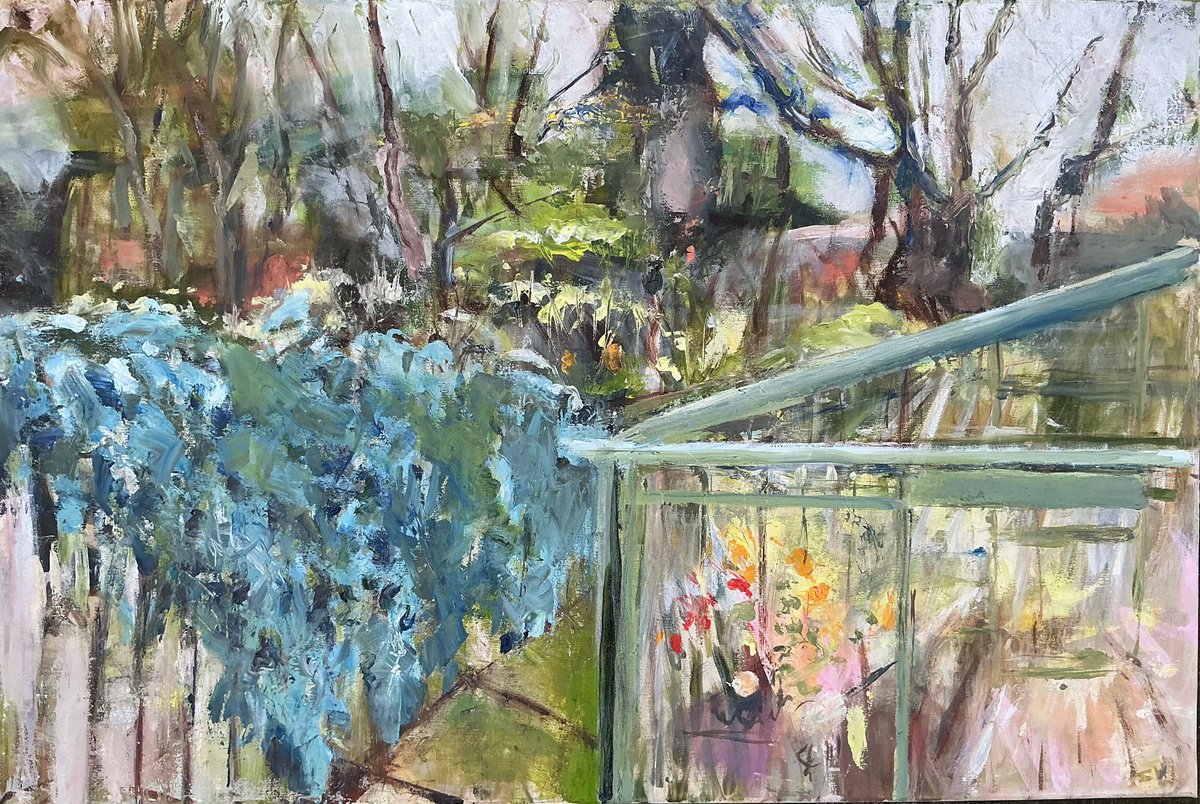 Expressive Oil Painting , Winter From The Window By Sandra Haney, 35 X 24, Artwork For Sale On Artfinder