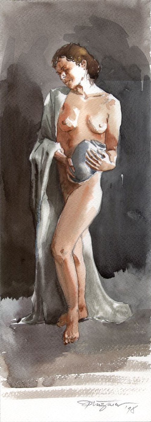 Nude with a jug by Milan Pluzarev