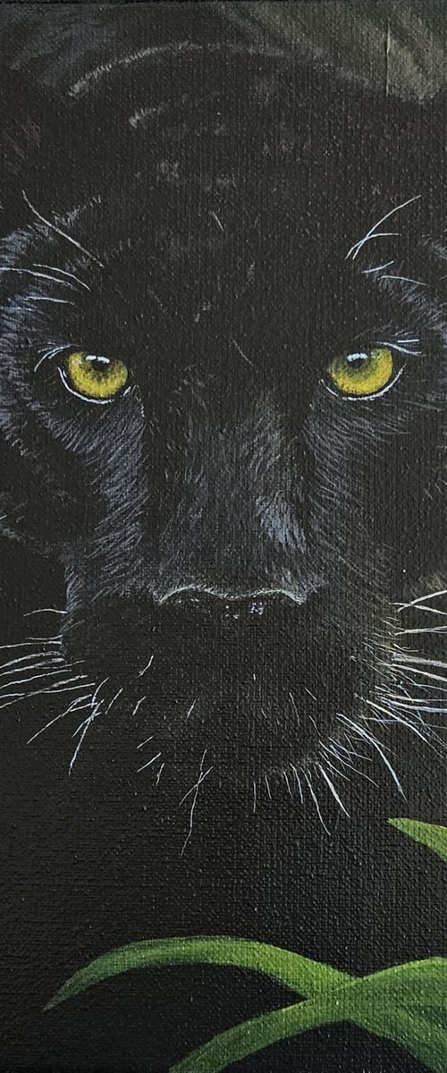 Acrylic Painting black panther by Denise Martens