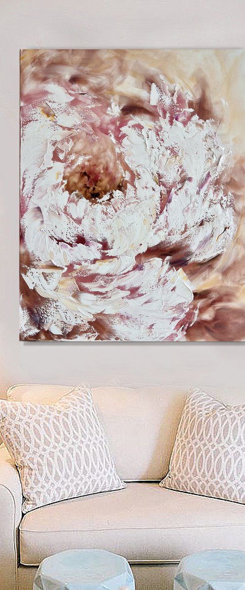 Beige modern peony by Marina Skromova