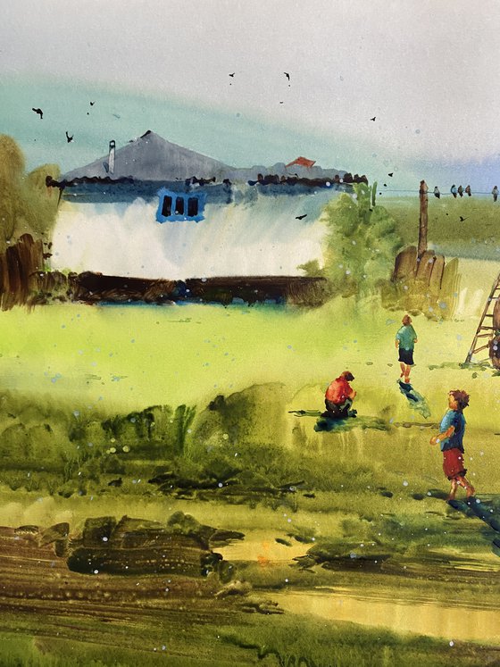 Sold Watercolor “Childhood games ", perfect gift