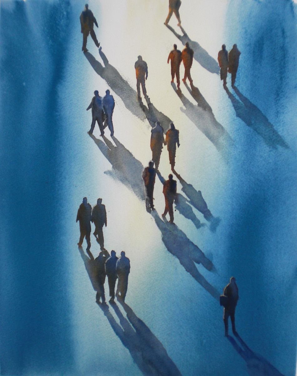 Expressive Portrait Watercolour By Giorgio Gosti, 13 X 16, Shadows 3, Original Artwork