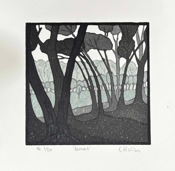 Retreat - Mini Linocut Print