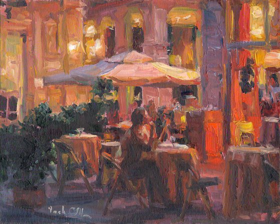 Café, warm evening