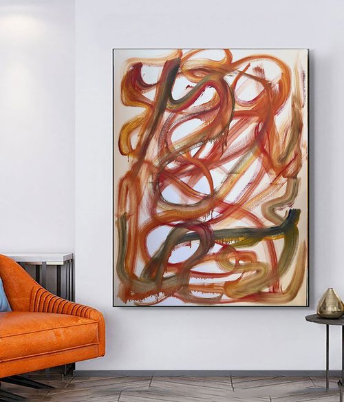 Abstract Colorful lines on oil canvas. by Marina Skromova
