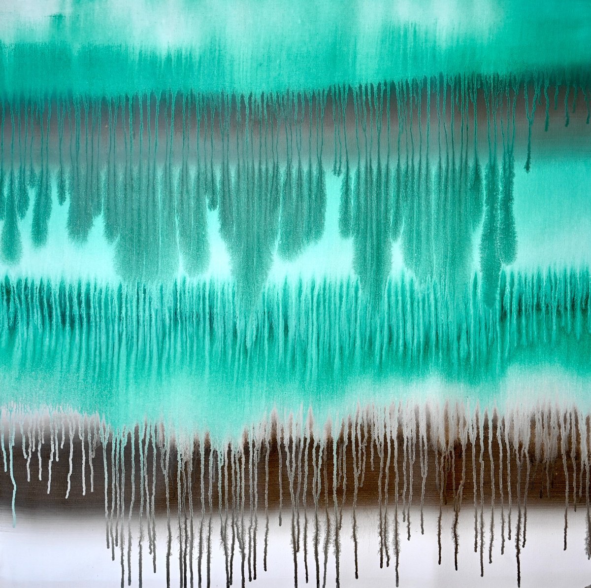 Abstract Acrylic Painting By Sumit Mehndiratta, 34 X 34", Fluid Smear, Original Artwork