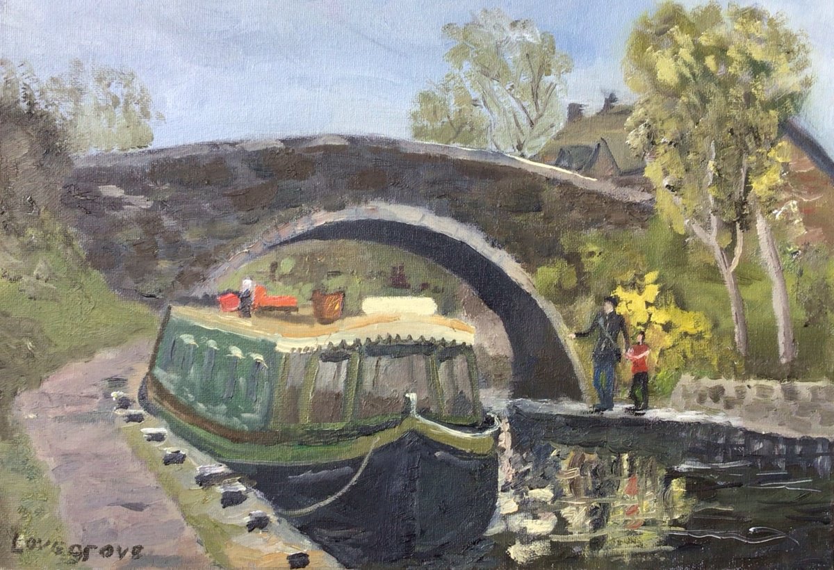 On the Brecon and Monmouth Canal, oil painting. by Julian Lovegrove Art