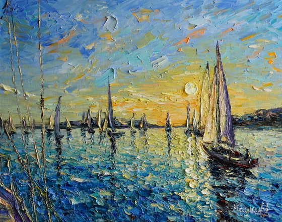 Sunset Sailing Boats
