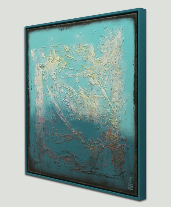 Blue Lagoon Small - Incl. blue frame - 75x75 cm - Ronald Hunter - 52J