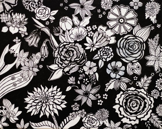 Black And White Flowers