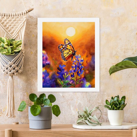 Monarch butterfly & bluebonnet