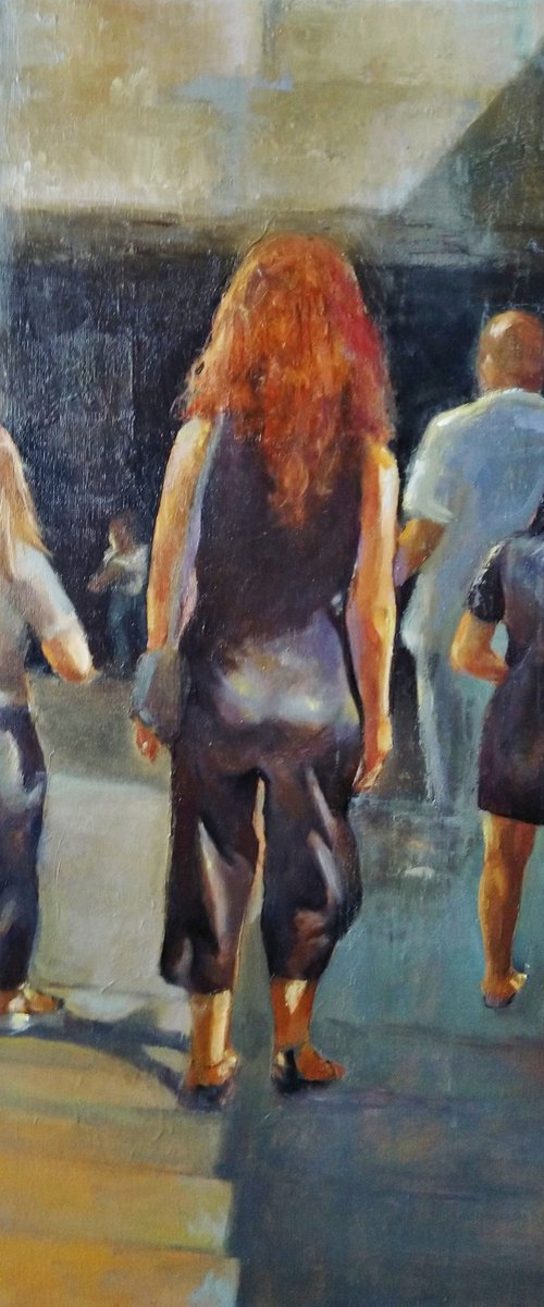 Go down, go up 70x60cm ,oil/canvas, impressionistic figure by Kamsar Ohanyan