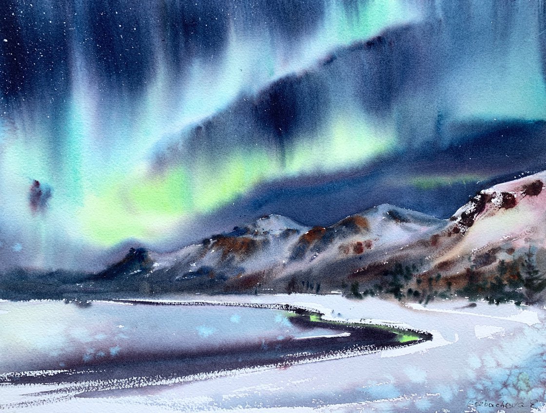 Aurora Borealis: Letting go and conquering the water in watercolor painting  — Schack Art Center