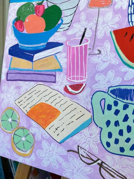 Still Life with Watermelon and Flowers