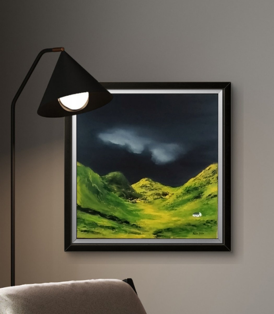 Impressionistic Landscape Oil Painting By Nella Alao, 16 X 16", On Way To The Lost Valley, Original Artwork