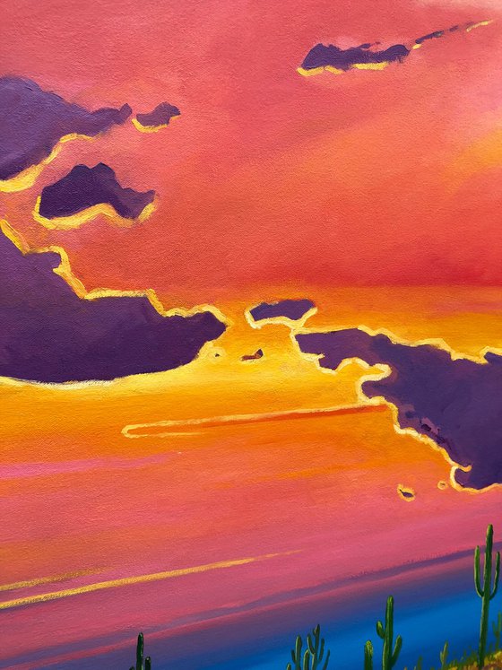 Warm sunset in desert