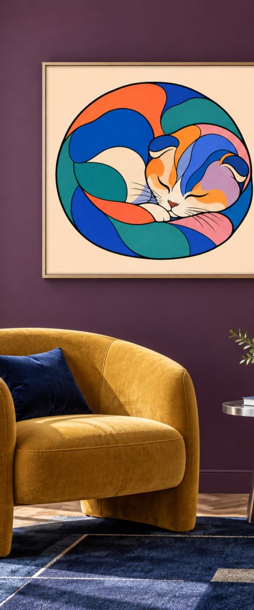 Colorful Scottish Fold Cat #15 by Marina Krylova