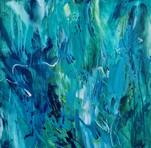 Jungle. Abstract green painting. by Mariana Briukhanova