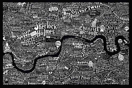 LITERARY LONDON MAP (black) by Dex