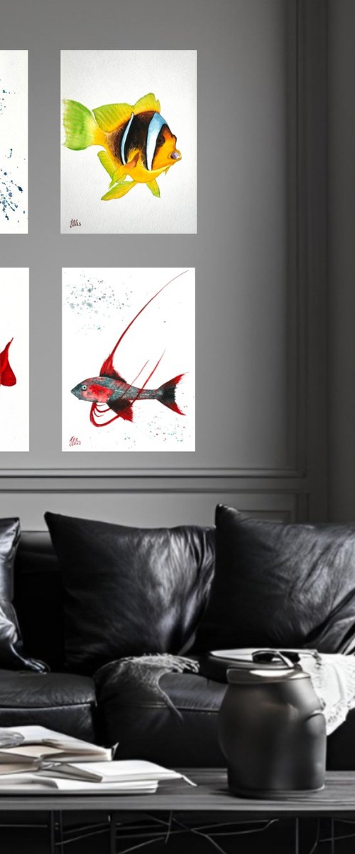 Exotic Red & Black fish by Yuliia Sharapova