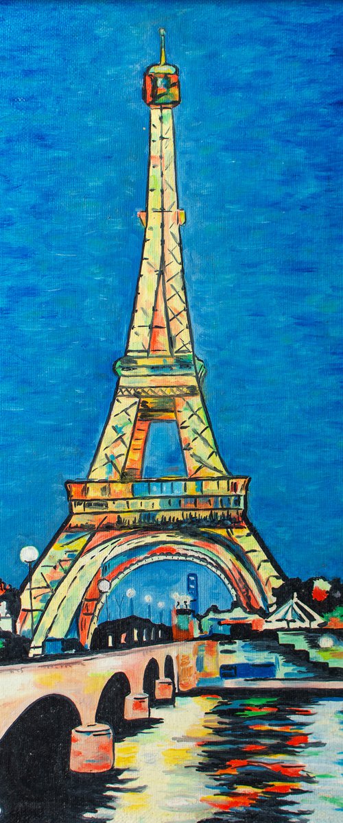 Mysterious Night Paris by Vera Melnyk - (Original oil painting, home decor, gift, wall art, art for sale, artfinder art) by Vera Melnyk