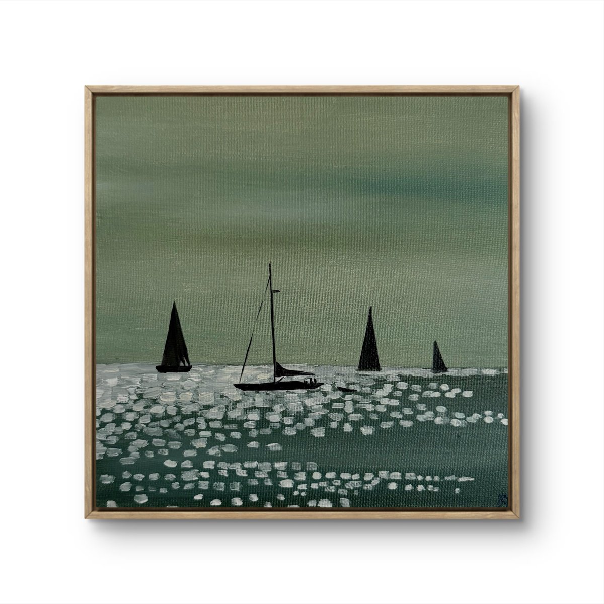 Photorealistic Oil Painting , - Still Water, Dark Sails - ? By Aisylu Burangulova, 8 X 8, Artwork For Sale On Artfinder