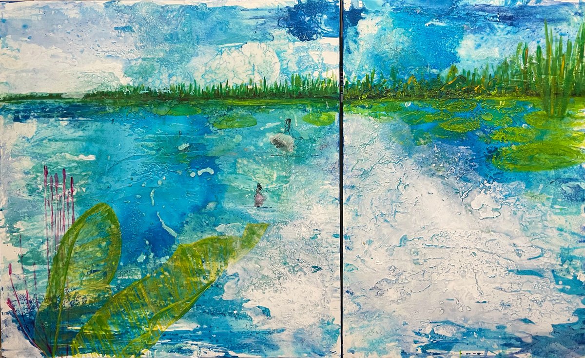 Expressive Landscape Acrylic Painting By Giusy Lauriola, 67 X 39, Verso Il Bianco, Original Artwork