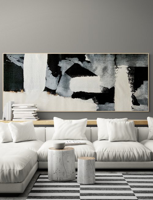 Abstraction No. 6421 black & white XXL minimalism by Anita Kaufmann