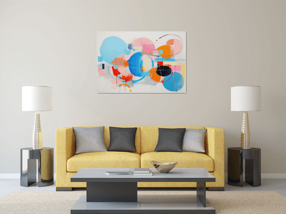 Emotional Abstract Painting with water blue shape 0612232