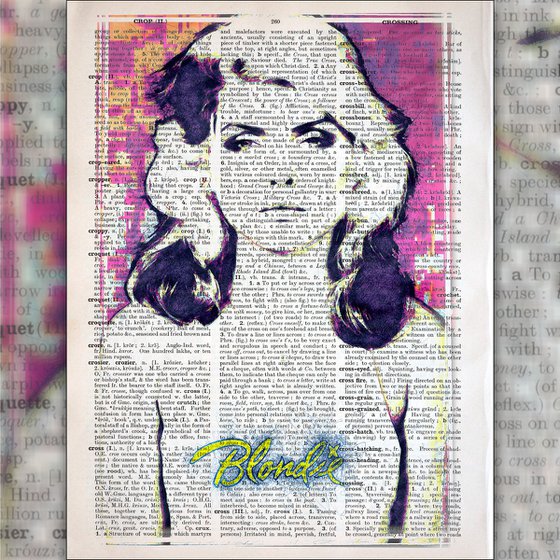 Blondie - Pop Art Collage Art on Real Original Vintage Dictionary Page