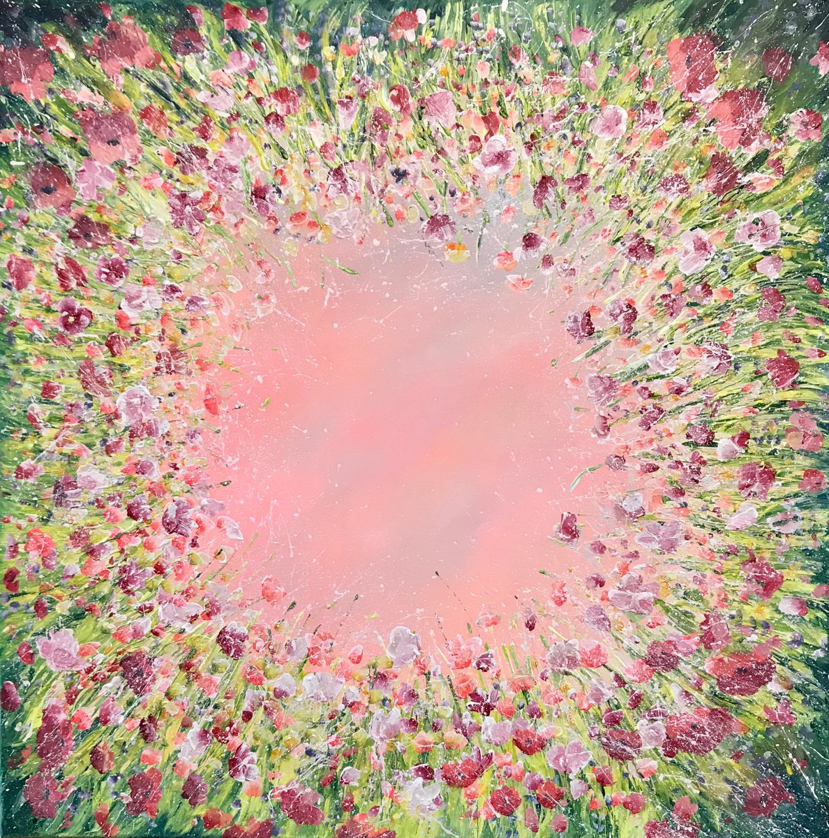 Impressionistic Botanical Acrylic Painting By Emma Sian Pritchard, 32 X 32, Keep Reaching For The Sky, Original Artwork