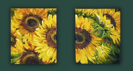 BRIGHT SUNFLOWERS. MULTI-PANELLED