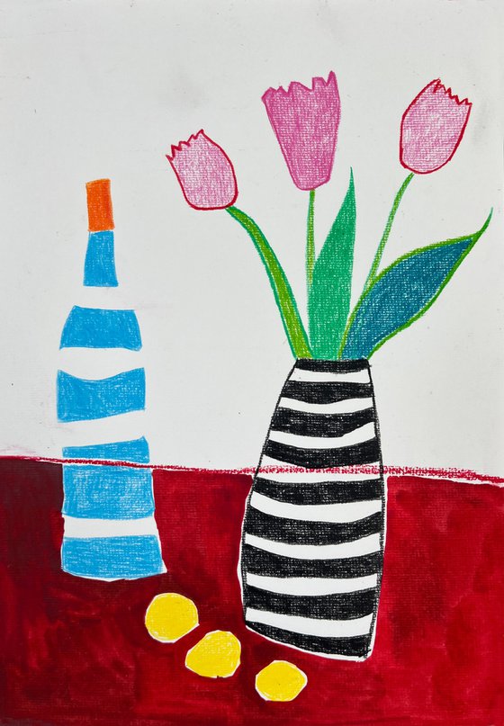 Pink Tulips with Wine Lemons