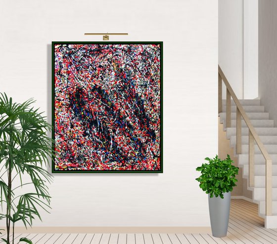 LIVELY  WITH  SAND,  Pollock inspired, framed