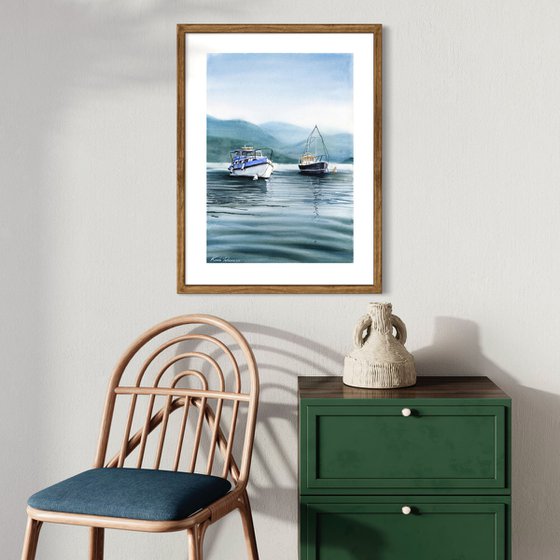 Boats on Lago d’Orta, Italy