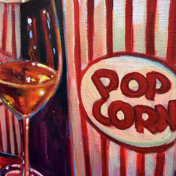 Still Life with Popcorn and Wine