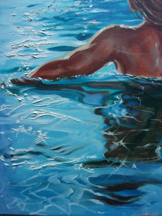 " TURQUOISE ... " original painting SEA summer GIFT sea swimming