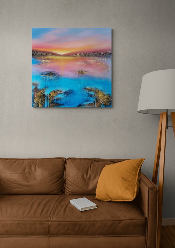 A beautiful large modern abstract figurative seascape painting "Evening mood"