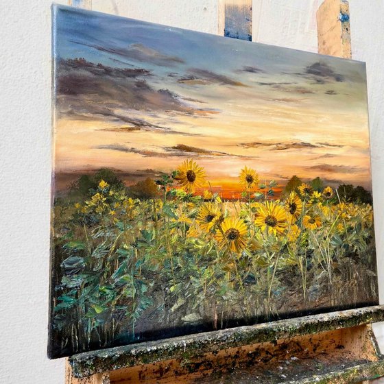 Sunflowers by Sunset