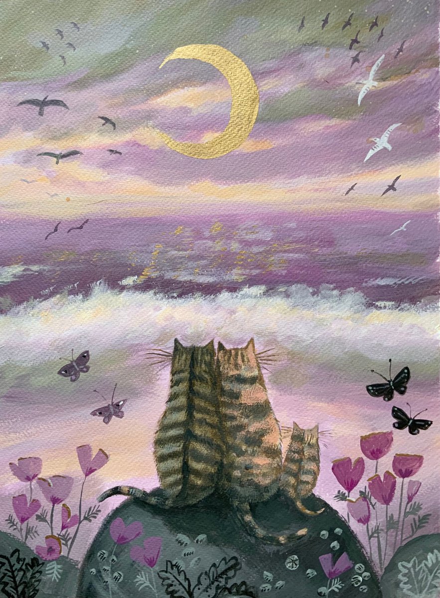 A Beautiful Night- cat painting by Mary Stubberfield
